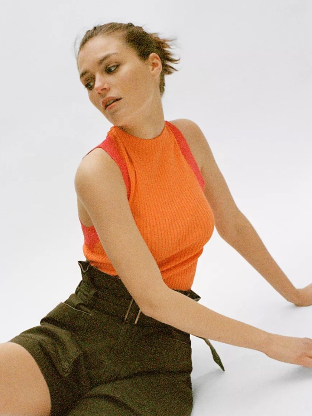 Anthropologie Current Air Ribbed Mock Neck Tank Size XL